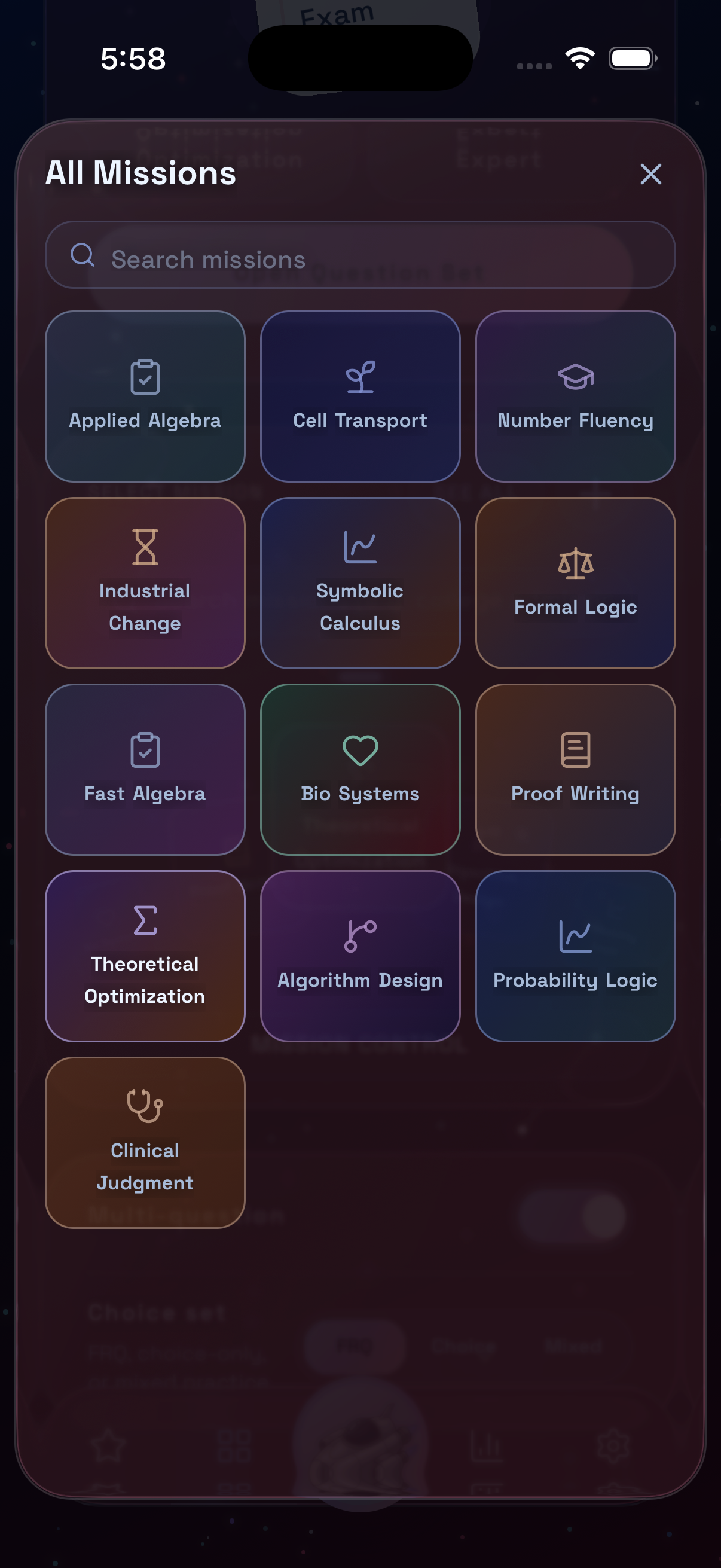 Quick Missions grid view
